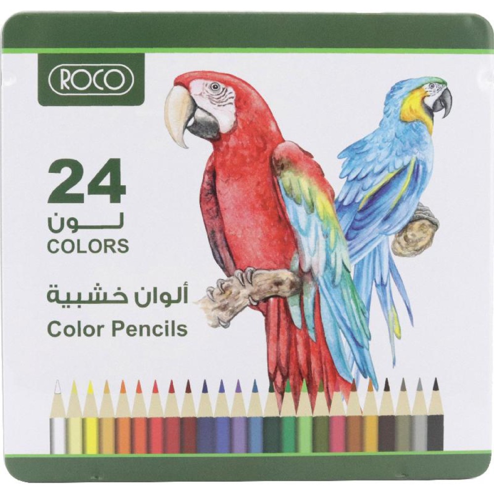 روكو طقم أقلام ألوان خشبية 24 لون جودة عالية 