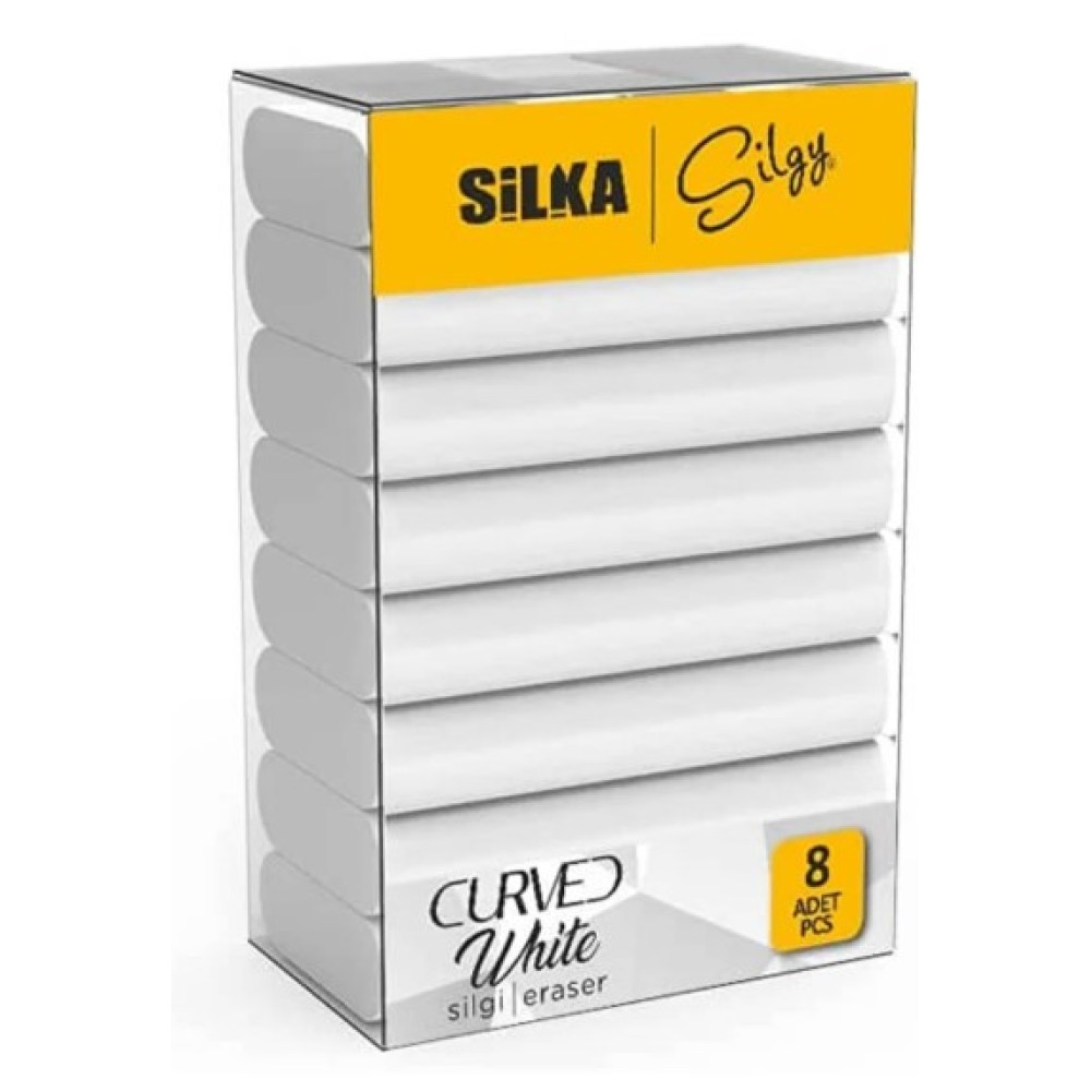 مجموعة ممحاة بيضاء منحنية مكونة من 8 قطع