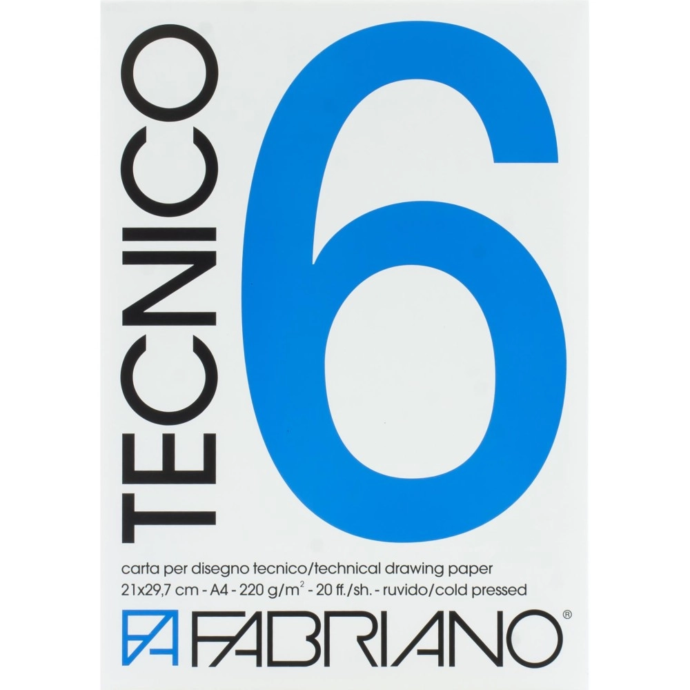 Fabriano كراسة رسم بريستول تكنيكو A4، 220 جرام ، 20 ورقة، أبيض مقاس 29.7 × 21 